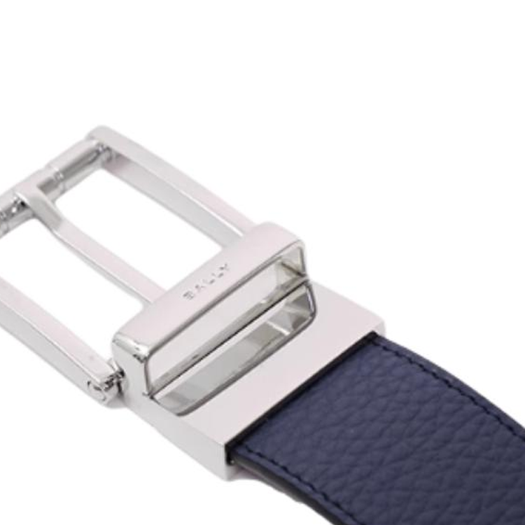 BALLY  Dark Blue Leather Belt with Letter Print and Pin Buckle 3.5CM Wide. 6308115 圖 4