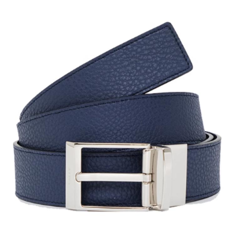 BALLY  Dark Blue Leather Belt with Pin Buckle Design, 3.5CM Wide. 6308169