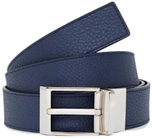 BALLY Dark Blue Leather Belt with Pin Buckle Design, 3.5CM Wide. 6308169 BALLY Dark Blue Leather Belt with Pin Buckle Design, 3.5CM Wide. 6308169