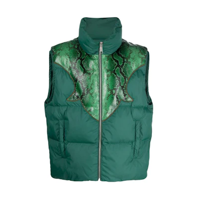 BALLY Green Snake Print Zipper Casual Vest. 6305031
