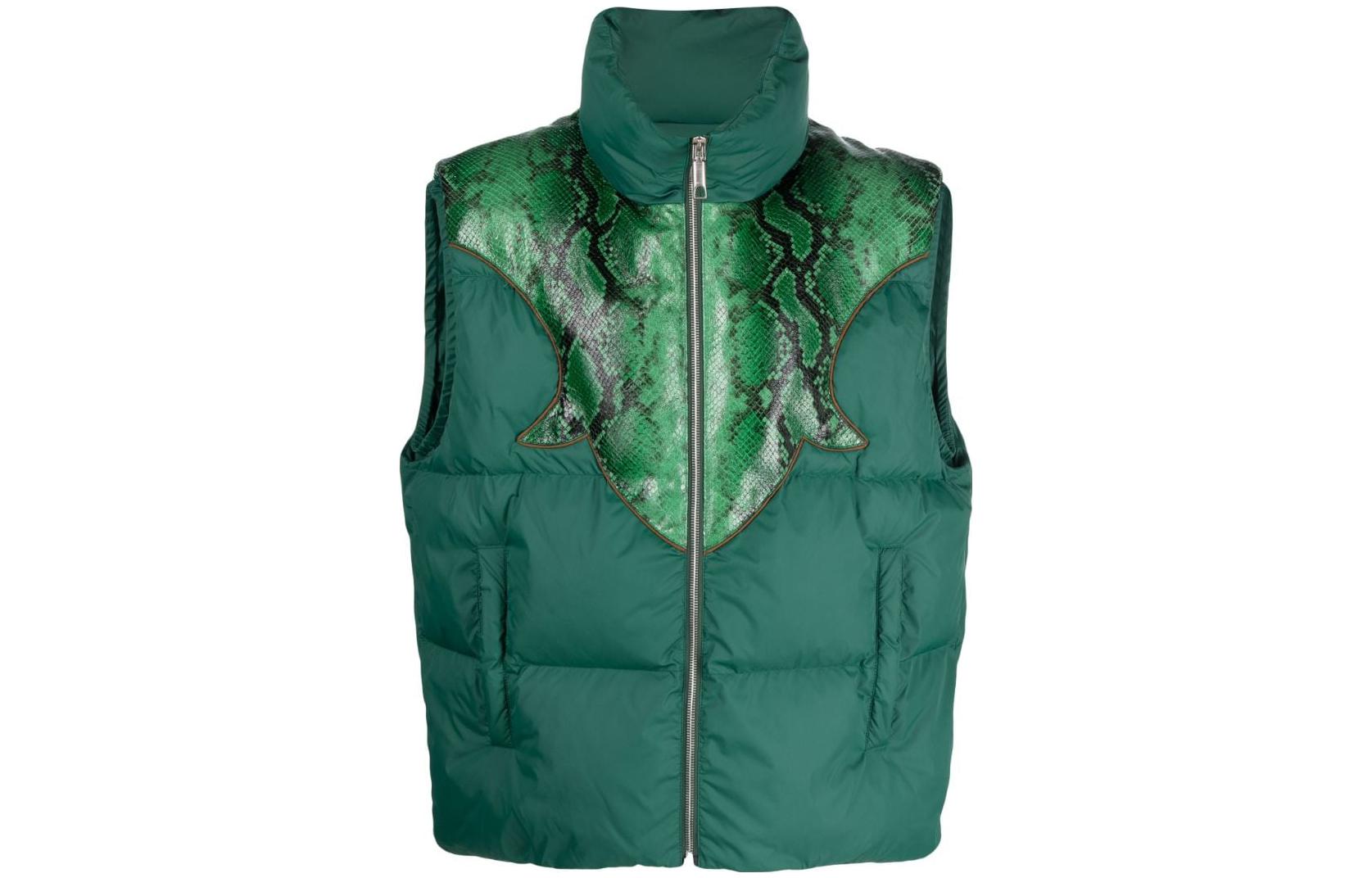 Order 발리 그린 스네이크 프린트 지퍼 캐주얼 베스트. 6305031