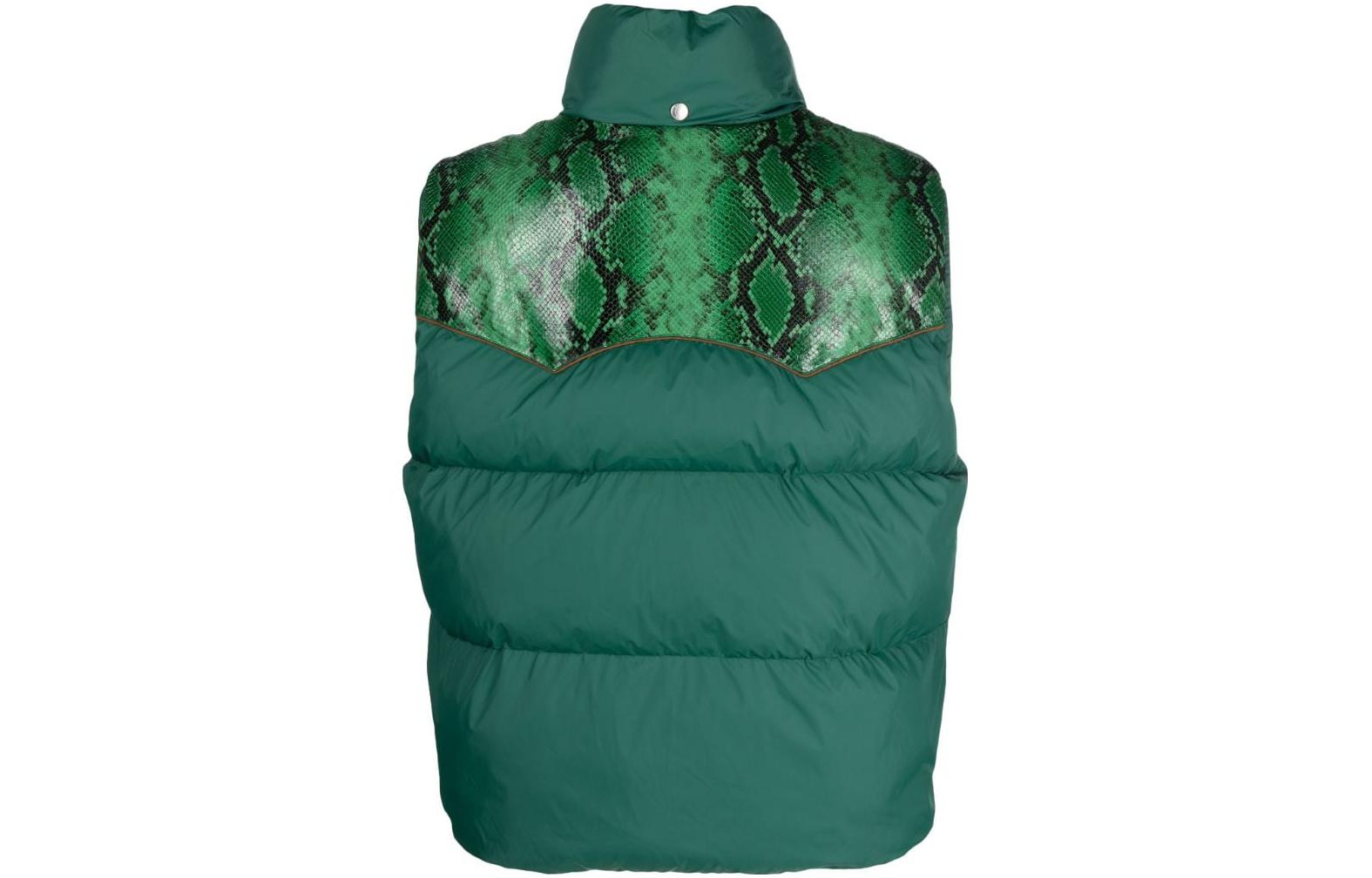 Lookbook 발리 그린 스네이크 프린트 지퍼 캐주얼 베스트. 6305031