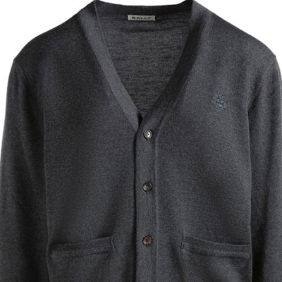 발리 그레이 V넥 니트 가디건 로고 자수. MKN04QWO046 Shop 발리 그레이 V넥 니트 가디건 로고 자수. MKN04QWO046