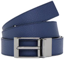 BALLY Leather Belt with Letter Logo, Textured Design, Dark Blue, 3.5CM Wide. 6308117 BALLY Leather Belt with Letter Logo, Textured Design, Dark Blue, 3.5CM Wide. 6308117
