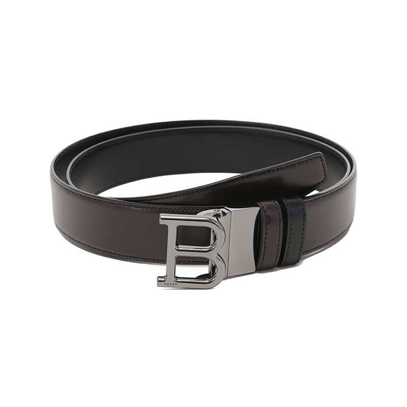 BALLY  Leather Reversible Belt with B Buckle, Adjustable, Width 3.5cm. 6303184