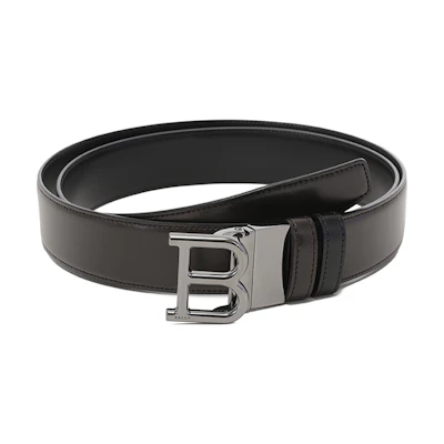 BALLY Leather Reversible Belt with B Buckle, Adjustable, Width 3.5cm. 6303184