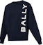 Shop BALLY Navy Blue Letter Logo Print Long Sleeve Sweatshirt 6307046