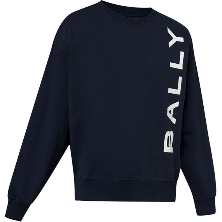 Purchase BALLY  Navy Blue Letter Logo Print Long Sleeve Sweatshirt 6307046