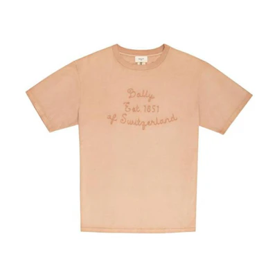 BALLY Pink Crewneck T-Shirt with Logo Print Short Sleeve. 6300926