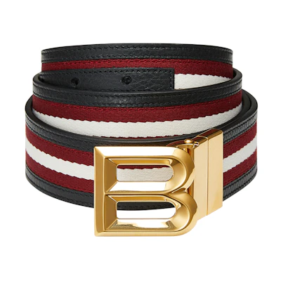 BALLY Red Leather Belt with Logo Detail and Buckle, 3.3cm Width. 6307313