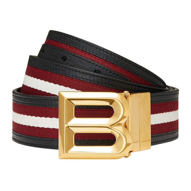 Shop BALLY 紅色皮革腰帶，搭配標誌細節與扣環，寬度3.3公分。 6307313