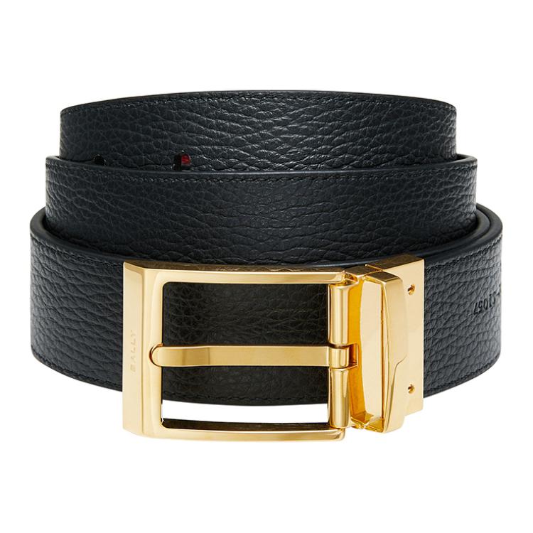 Lookbook BALLY  Red Leather Belt with Pin Buckle, Two-Tone Design, 3.5cm Wide. 6306659