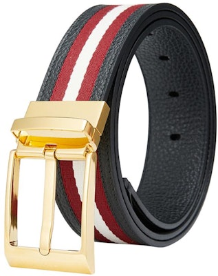 BALLY Red Leather Belt with Pin Buckle, Two-Tone Design, 3.5cm Wide. 6306659 Details for BALLY Red Leather Belt with Pin Buckle, Two-Tone Design, 3.5cm Wide. 6306659