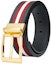 Details for BALLY Red Leather Belt with Pin Buckle, Two-Tone Design, 3.5cm Wide. 6306659