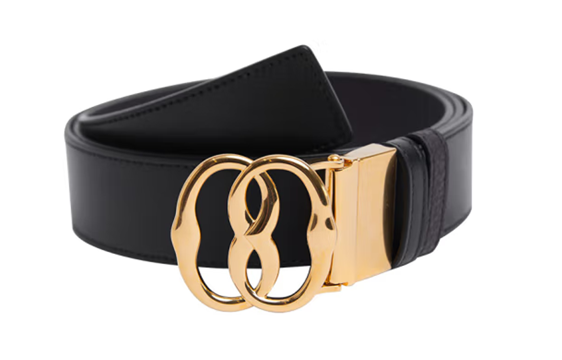 BALLY  Reversible Double B Logo Leather Belt, Adjustable, Black, 3.5CM Wide 6305108