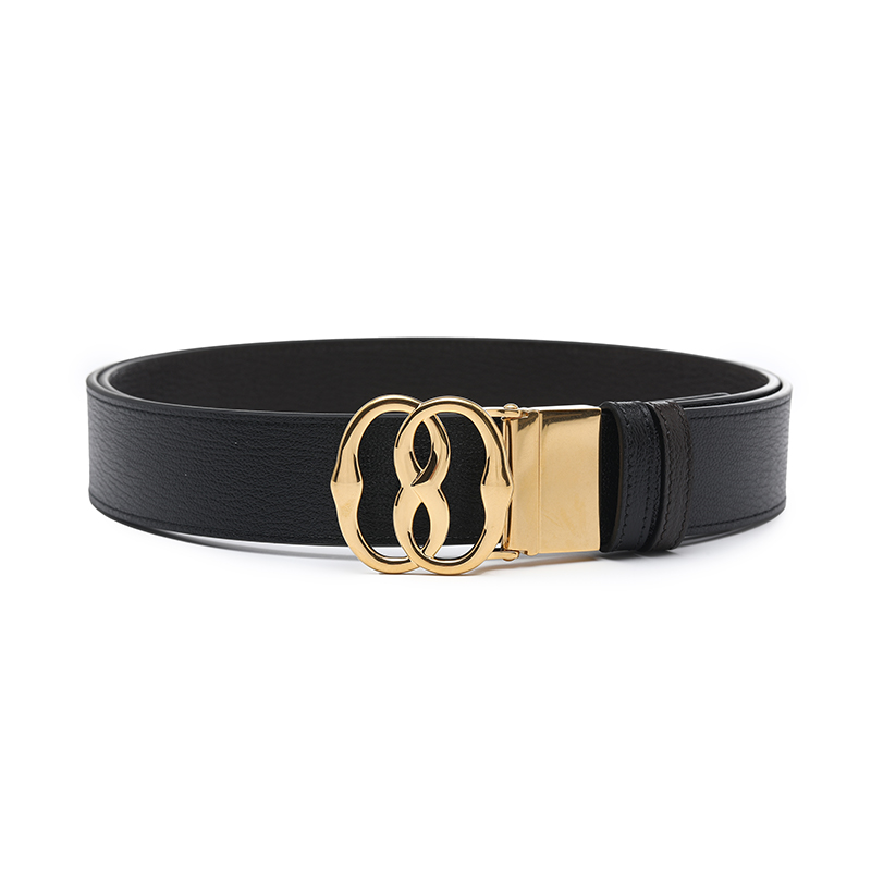 BALLY  Reversible Leather Belt Gold Buckle Black/Brown Adjustable 3.5cm Wide MBB02MVT373I9430