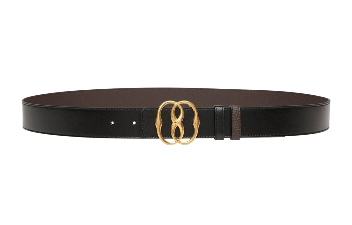 BALLY  Reversible Logo Smooth Buckle Calfskin Leather Belt Black 3.5CM 6304885