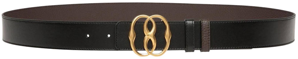 BALLY Reversible Logo Smooth Buckle Calfskin Leather Belt Black 3.5CM 6304885 BALLY Reversible Logo Smooth Buckle Calfskin Leather Belt Black 3.5CM 6304885