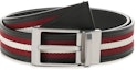 Buy BALLY Reversible Retro Belt Black/Red Stripes Leather Fabric 3.5cm Wide. 6306660
