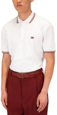 BALLY Baju Polo Putih Lengan Pendek dengan Trim Berjalur. M5BA760F-7S372-F010 Lookbook BALLY Baju Polo Putih Lengan Pendek dengan Trim Berjalur. M5BA760F-7S372-F010