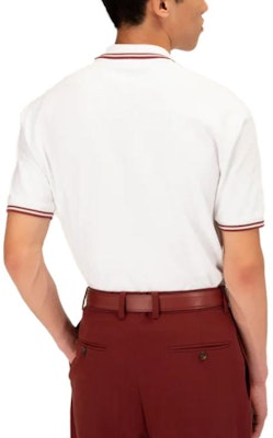 BALLY Baju Polo Putih Lengan Pendek dengan Trim Berjalur. M5BA760F-7S372-F010 Shop BALLY Baju Polo Putih Lengan Pendek dengan Trim Berjalur. M5BA760F-7S372-F010