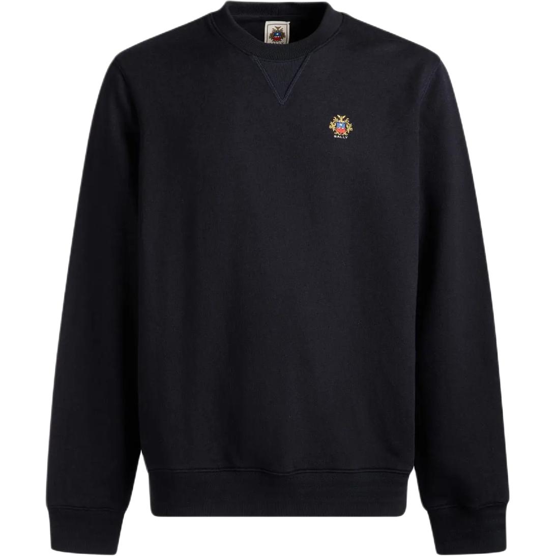 BALLY Adrien Brody Travel Series FW24 Embroidered Logo Knit Sweatshirt Blue Mens 6309555