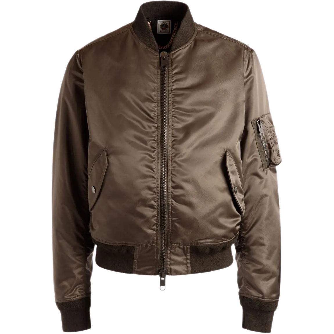 BALLY Adrien Brody Travel Series FW24 Logo Bomber Jacket Men’s Olive Green 6309566