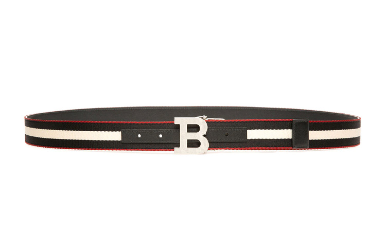 Bally B Buckle Leather Belt, Multi-Color, 3.5cm Wide, Synthetic Fabric. 6235339