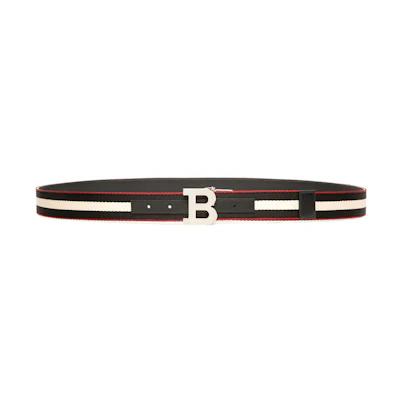 Bally B Buckle Leather Belt, Multi-Color, 3.5cm Wide, Synthetic Fabric. 6235339