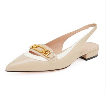 BALLY Ballet Flats 'Light Brown/White with Horsebit Buckle'