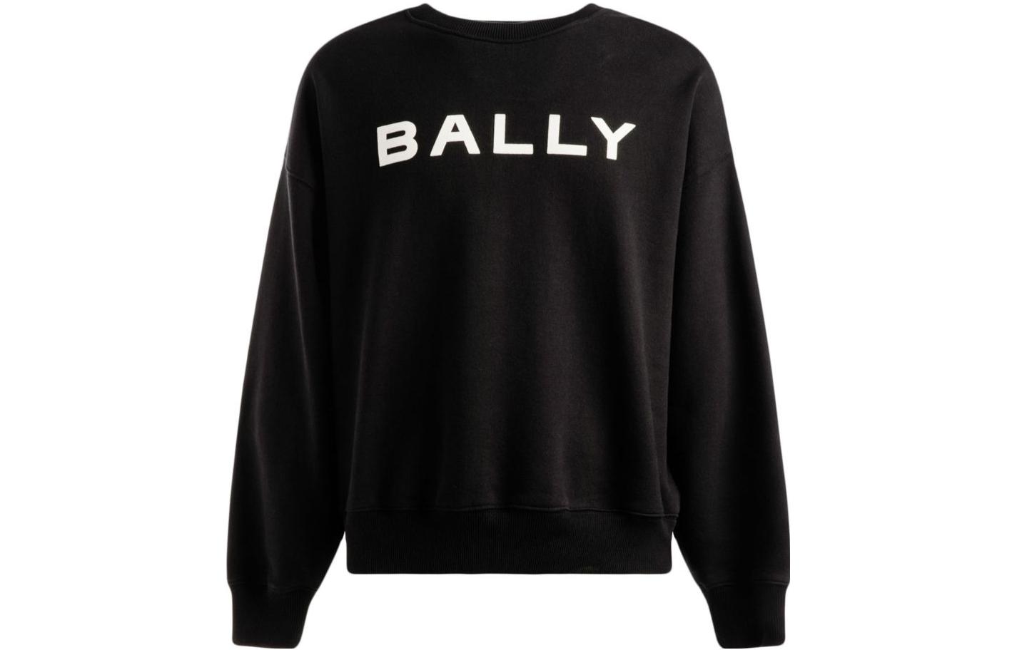 BALLY Black Crewneck Long Sleeve Sweatshirt with Letter Print MJE04RCO227
