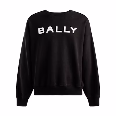 BALLY Black Crewneck Long Sleeve Sweatshirt with Letter Print MJE04RCO227