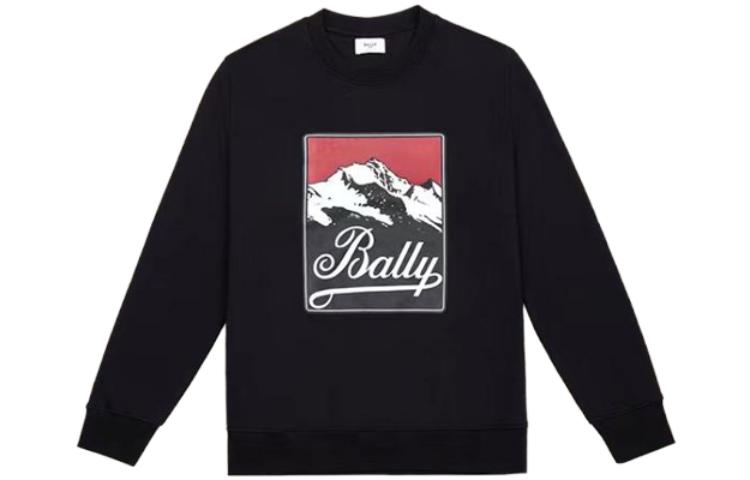 BALLY Black Crewneck Sweatshirt with Scenic Print 6301180