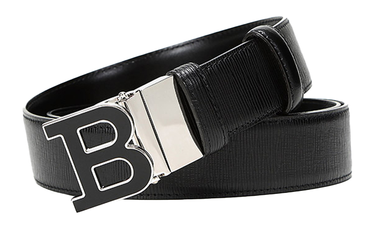 Purchase Bally Black Leather Belt with Logo Buckle, 3.5cm Width 6226632