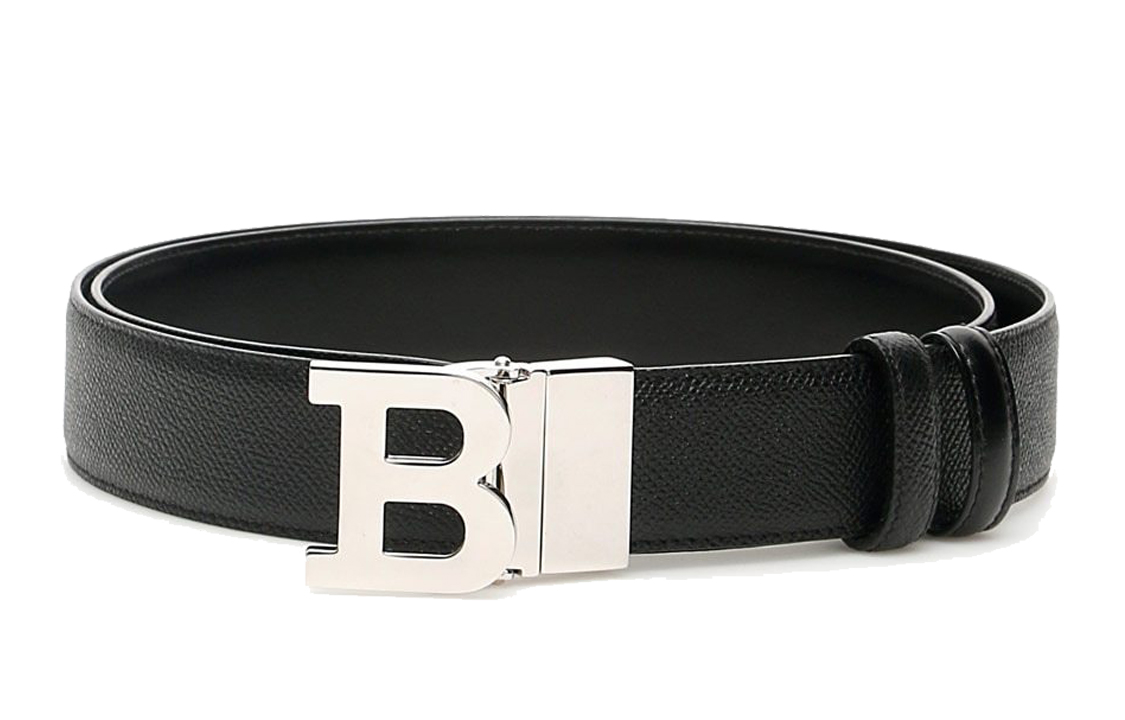 Order BALLY Black Leather Belt with Smooth Buckle - 3.5cm Width. 6221518