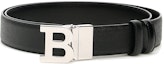 Order BALLY Black Leather Belt with Smooth Buckle - 3.5cm Width. 6221518