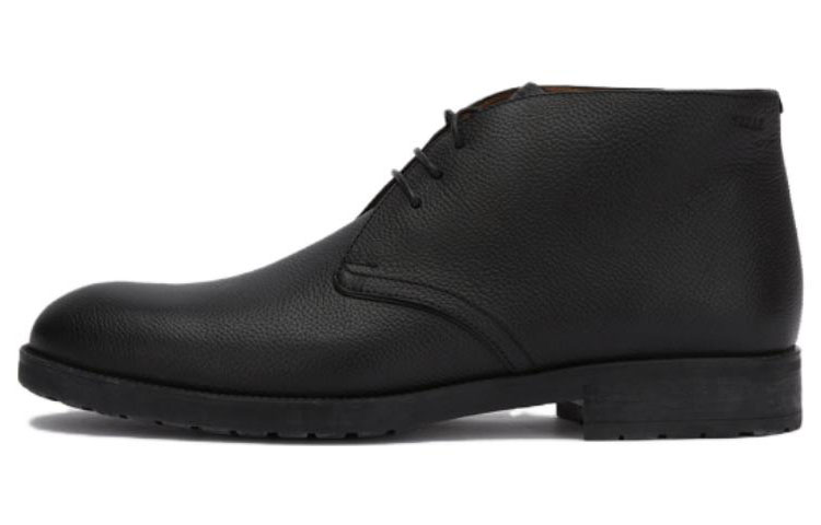 BALLY Black Leather Round-Toe Lace-Up Flat Ankle Boots 6220289