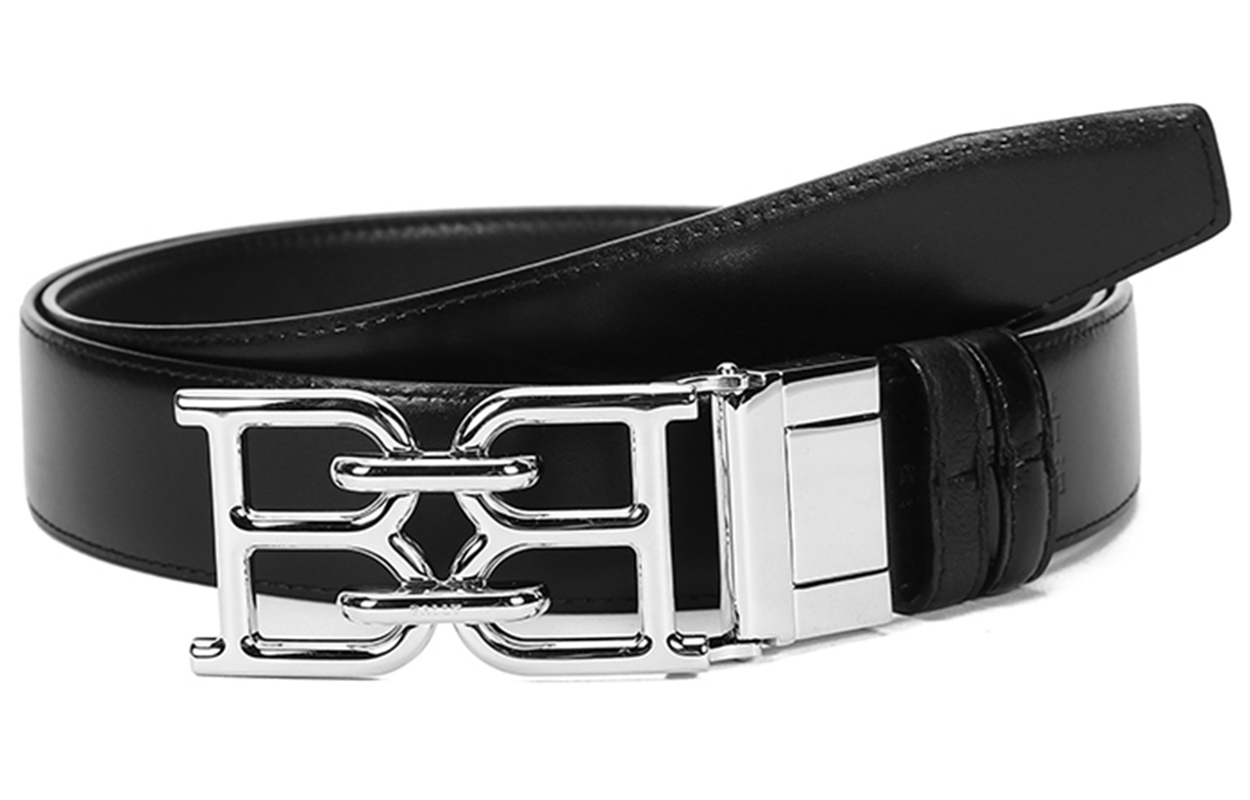 Order 발리 블랙 가죽 실버 버클 양면 벨트 3.4cm. B-CHAIN-35-M-10