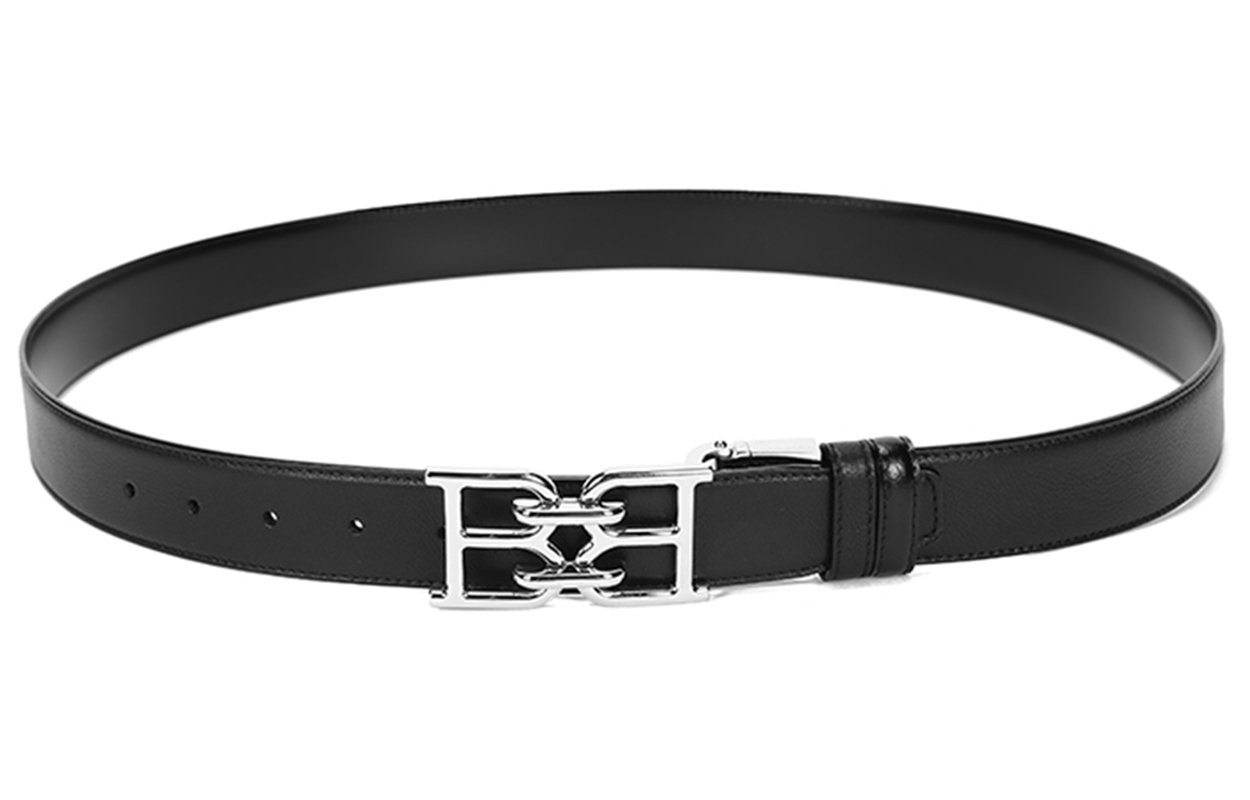 Shop 발리 블랙 가죽 실버 버클 양면 벨트 3.4cm. B-CHAIN-35-M-10