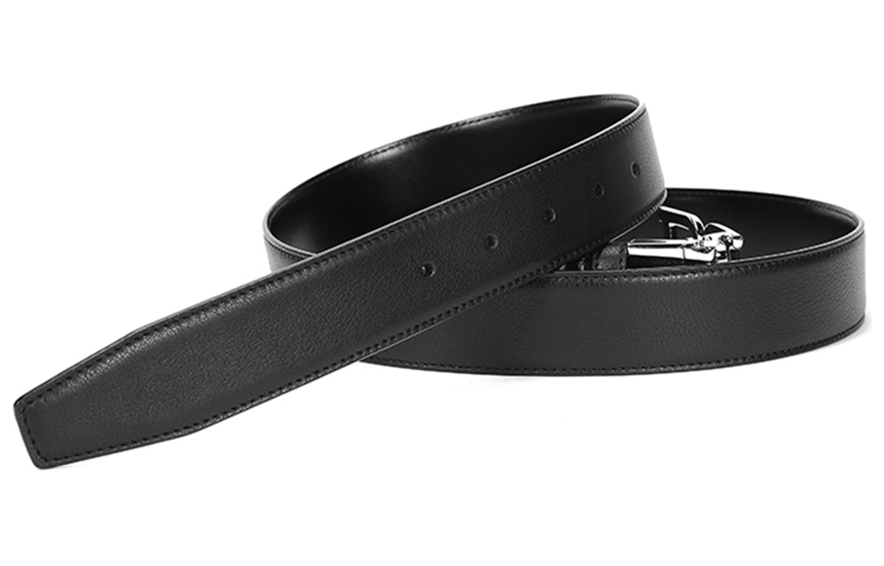 Details for 발리 블랙 가죽 실버 버클 양면 벨트 3.4cm. B-CHAIN-35-M-10