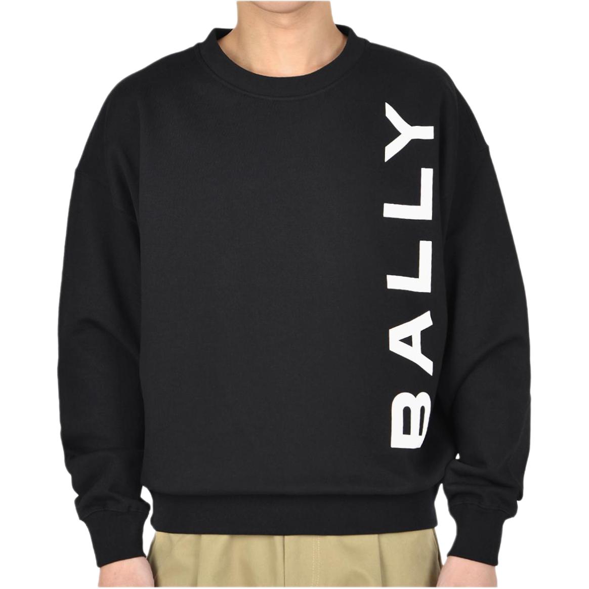 BALLY Black Long-Sleeve Crewneck Sweatshirt with Letter Print MJE05BCO227U901