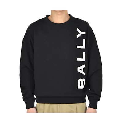 BALLY Black Long-Sleeve Crewneck Sweatshirt with Letter Print MJE05BCO227U901
