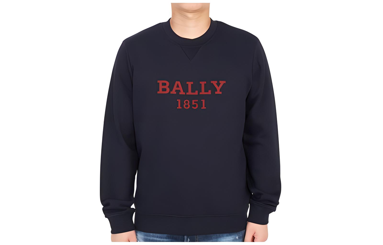 BALLY Black Relaxed Fit Logo Print Pullover Sweatshirt M5BA751F7S348750