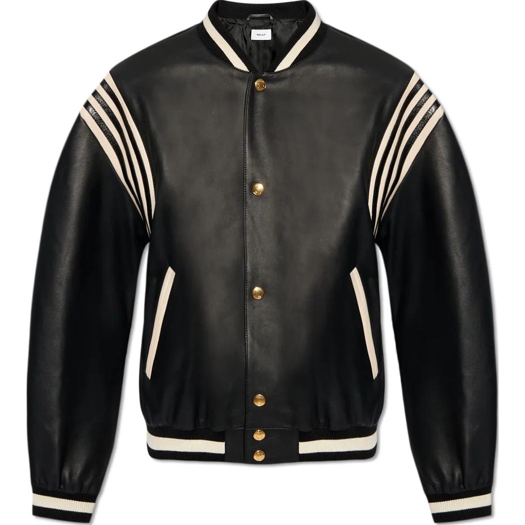 BALLY Black Striped Baseball Collar Single-Breasted Jacket MLE03EPE001-U901