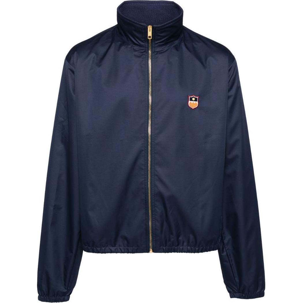 BALLY Blue Logo Print Zip-Up Jacket with Stand Collar Long Sleeves MOU05PNY167