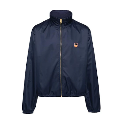 BALLY Blue Logo Print Zip-Up Jacket with Stand Collar Long Sleeves MOU05PNY167