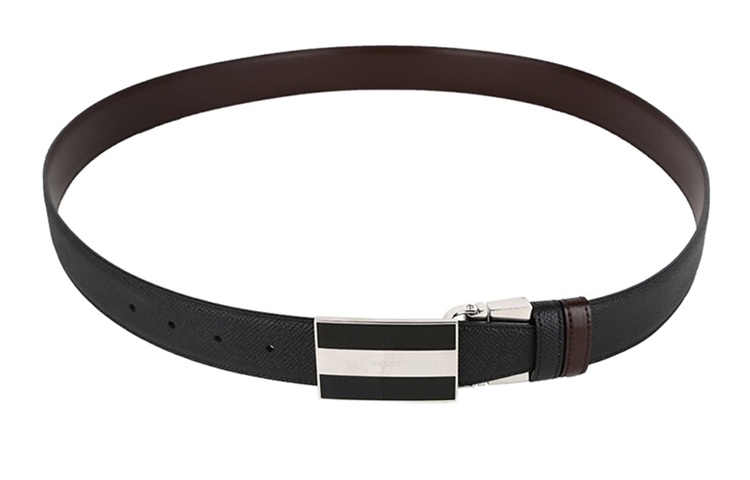 BALLY Bogart Reversible Leather Belt Adjustable Black 3.5cm Wide 6220601