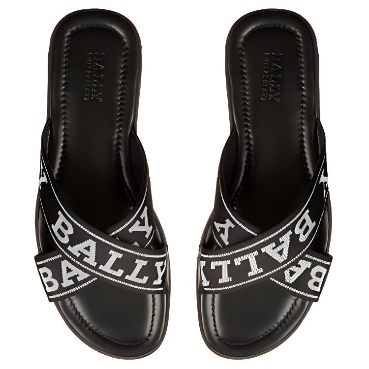 Shop BALLY Bonks 'Parche Patchwork en Cuero y Tela Negra' 6221311