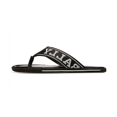 BALLY Border 'Black Leather and Fabric Sandal'