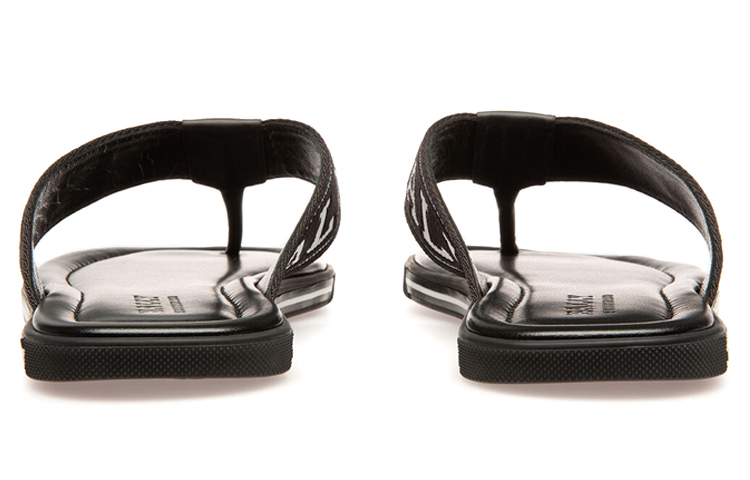 Shop BALLY Border 'Black Leather and Fabric Sandal' 6221308